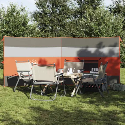 Produktbild von Camping-Windschutz Grau und Orange 340x130 cm Wasserdicht, Windschutz DesignMöbel