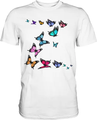 Produktbild von Bunte Schmetterlinge T-Shirt – White / M
