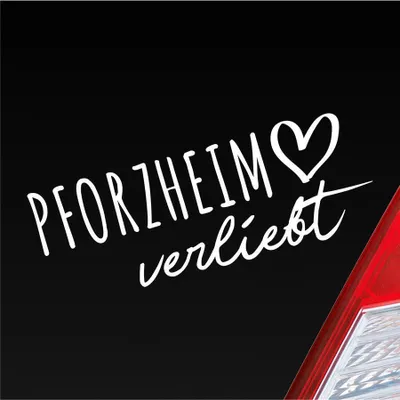 Produktbild von Auto Aufkleber Pforzheim verliebt Herz Stadt Heimat Liebe Car 19x7 cm Weiss Matt Sticker Heckscheibenaufkleber
