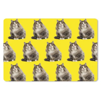 Produktbild von MuchoWow® Schreibtischunterlage Katze - Muster - Gelb 60x40 cm - XXL Mauspad - Großes Mauspad