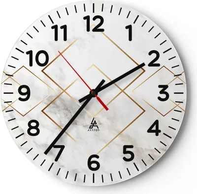 Produktbild von Wanduhr - Rund - Glasuhr - Abstraktion modern - 40x40cm - Schleichendes Uhrwerk - Lautlos - zum Aufhängen bereit - Dekoration Modern - Wanddekoration aus Glas - C4AR40x40-4022