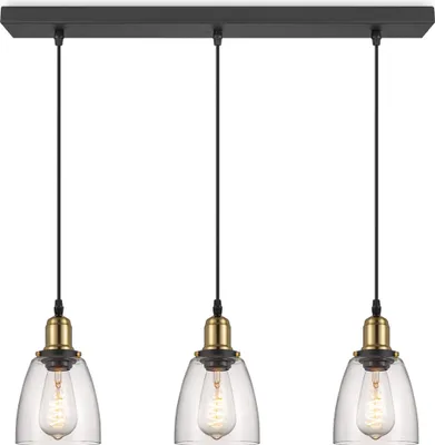 Produktbild von Home Sweet Home Industrielle Hängelampe mit 3 Glaskappen Ø65 x 128 cm