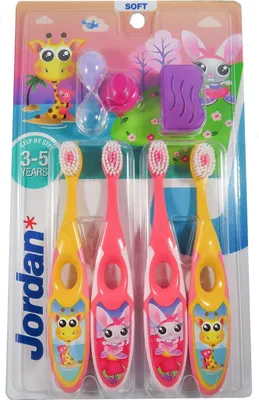 Zdjęcie produktu dla Jordan ® | Step 2 Toothbrush Kids | Szczoteczka do zębów dla dzieci od 3 do 5 lat | Miękkie włosie, podwójny ergonomiczny uchwyt i nie zawiera BPA