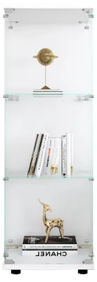 Produktbild von Glasvitrine - Wandmontierter Schaukasten - 3 Ebenen - Gehärtetes Glas - Metallrahmen mit Schloss - Weiß