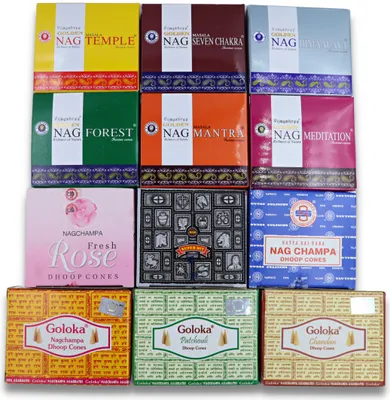 Produktbild von Räucherkegel LAVISA, Meditation, Aromatherapie, Duft, Atmosphäre für Zuhause, Satya, Goloka, Golden Nag (LAVISA Mischung)