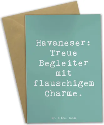 Produktbild von Mr. & Mrs. Panda Glückwunschkarte Spruch Havaneser Charme - Meeresbrise - Geschenk, dankeskarten, Hunderassen Pflege, Hunde, flauschiger, weihnachtskarten, Hunderasse