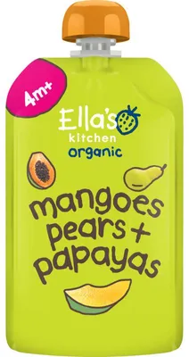 Obrázok produktu pre Ella's Kitchen Organic Mango, Hruška & Papája detská kaša 4M+ 120g