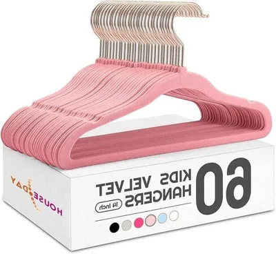 Produktbild von 60 Stück rosa Kleiderbügel aus Samt, 35,5 cm breit, rutschfest, platzsparend