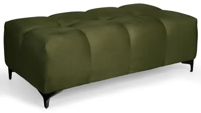 Produktbild von MG Design Samt Polsterbank in Olivgrün 63 x 121 cm - Gepolsterte Sitzbank mit Steppung und schwarzen Füßen für Wohnzimmer, Schlafzimmer oder Flur