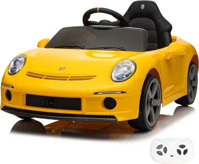 Immagine prodotto di Auto elettrica per bambini RUF GT 12 V (1–5 anni) – Con licenza ufficiale, telecomando, pneumatici in EVA, Bluetooth e sedile in pelle – Veicolo elettrico per bambini – Giallo