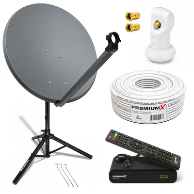 Produktbild von PremiumX Camping SAT Anlage 80cm Antenne Single LNB Kabel Stativ Receiver