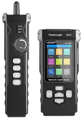 Obrázek produktu pro Tester síťových kabelů – NF-8506 – měření PoE – měření délky – wiremap – test PING a skenování IP – vyhledávač kabelů – včetně baterie