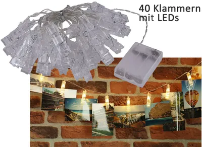 Produktbild von Foto Lichterkette 40 LED-Klammer-Clips 5,50m Batterie 3X AA/Mignon