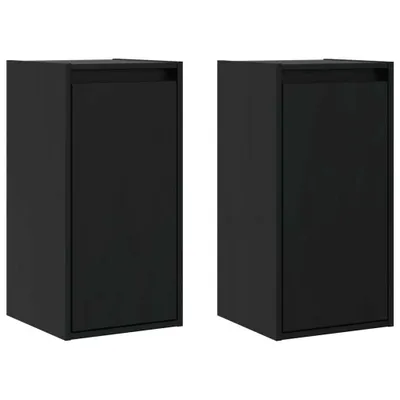 Produktbild von vidaXL Wandschränke 2 Stk. Schwarz 30x30x60 cm Massivholz Kiefer