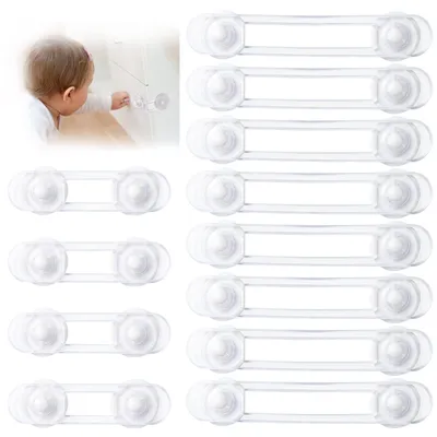 Immagine prodotto di Vianbo 12 serratura di sicurezza per bambini per armadi e cassetti, serratura per cassetti per bambini e bambini per porte, armadi, frigorifero, serratura per armadi con adesivo 3M, senza necessità di foratura
