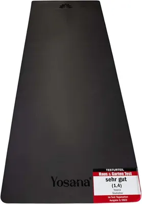 Produktbild von Yosana Yogamatte, 183 x 68 cm, aus Naturkautschuk, rutschfest, mit extra starker Griffigkeit, extra breit, 4 mm dick, inklusive Tragegurt, ideal für Yoga und
