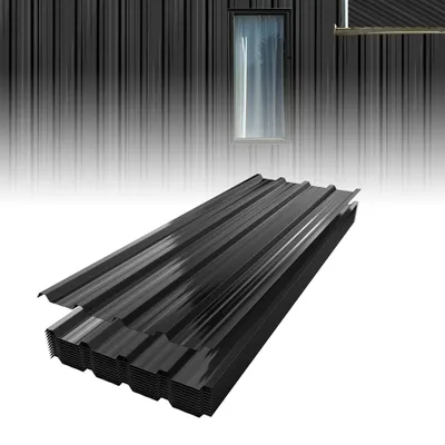 Produktbild von LZQ 12 x profilowana blacha trapezowa 7 m² blacha dachowa do wiaty, panele dachowe ze stali ocynkowanej 0,25 mm, w zestawie rękawice montażowe, 129 cm x 45 cm antracytowy