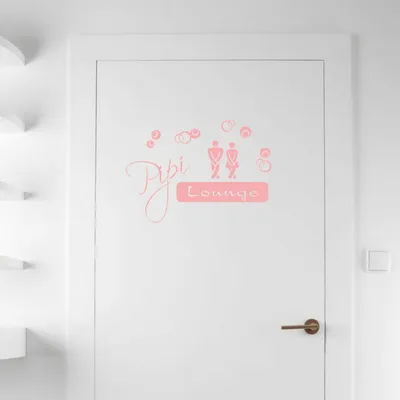 Produktbild von Wandtattoo - Wandaufkleber - Tür-/Wandtattoo "Pipi Lounge" - 50cm x 35cm hellrosa - Dekoration Küche Wohnzimmer Wand
