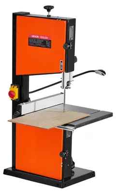 Immagine prodotto di Sega a nastro VEVOR, larghezza di taglio 254 mm, sega a nastro per legno a due velocità con motore da 373 W (1/2 CV), altezza di taglio 160 mm, tavolo in ghisa 335x340 mm, con luce di lavoro a 360 gradi, guida per tagli obliqui, guida per tagli