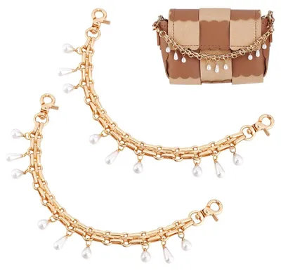 Goldene Geldbörsenkette mit Perlen, 25,5 cm, 2 Stück