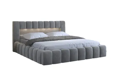 Obrázek produktu pro MOB, Manželská postel 160 cm - Luxa (šedá) (s roštem, úložným prostorem a LED)