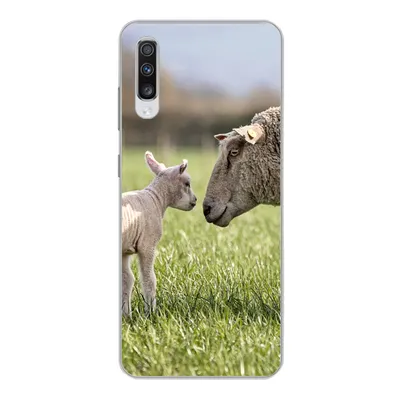 Produktbild von MuchoWow® Handyhülle Schutzhülle Hülle für Samsung Galaxy A70 Schafe - Gras - Lamm Silikon Softcase Handy Hülle - Schutzhaube