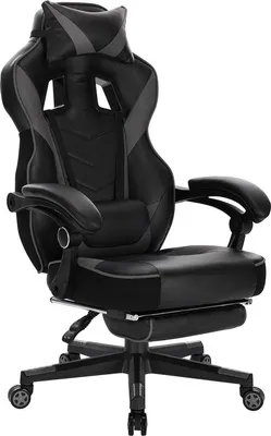 Produktbild von Bolt Edge Gamingstuhl – Schwarz Kunstleder – Ergonomisch – Höhenverstellbar – Mit Fußstütze – Gaming- und Bürostuhl