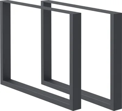 Obrázek produktu pro ECD Německo 2x stolové nohy / podnože ze čtvercových profilů, 80x72 cm, antracitová barva, práškově lakovaná ocel, průmyslový design, kovový rám stolu