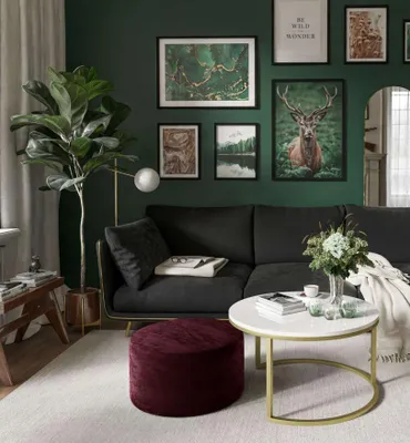 Produktbild von Runder Couchtisch CIRI mit Hocker Gold Matt