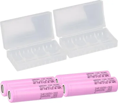 Produktbild von 4x Samsung INR 18650-30Q Akkus 3,7V Li-Ion 3000 mAh 15A + 2x Akkubox