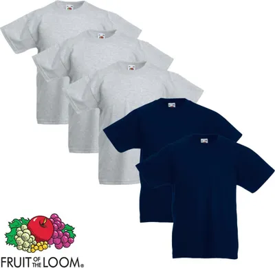 Obrázok produktu pre Detské tričko Fruit of the Loom 5 ks. Šedá a námornícka modrá veľkosť 152