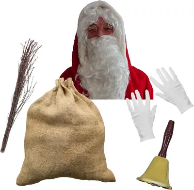 Deluxe Weihnachtsmann Kostüm Zubehör Set 7-tlg. Nikolaus Weihnachten Heiligabend Weihnachtsfeier