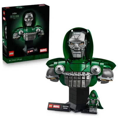 Produktbild von LEGO ǀ Marvel Doctor Doom Büste - Modellbausatz für Erwachsene mit Sammelbarer Minifigur & Namensschild - DIY Zimmer oder Regal Deko - Geschenkidee für Film Fans - 76345