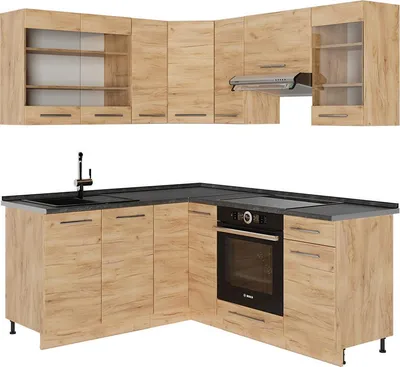 Produktbild von Eckküche Vicco Fame-Line Goldkraft Eiche 190 x 60 cm , AP Anthrazit, Model 56929
