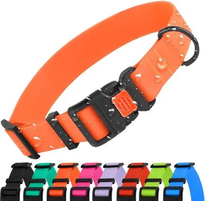 Image de Collier pour chien Benzoa® réglable et étanche – nylon flexible avec revêtement PVC, disponible en 4 tailles, 9 couleurs vives, fermeture rapide et anneau en D avec revêtement en carbone