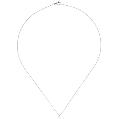 Produktbild von JOBO Collier Kette mit Anhänger 585 Gold Weißgold 1 Diamant Brillant 45 cm