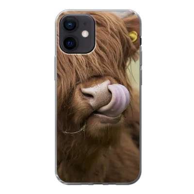 Produktbild von MuchoWow® Handyhülle Schutzhülle Hülle für iPhone 12 Schottischer Highlander - Braun - Tiere Silikon Softcase Handy Hülle - Schutzhülle