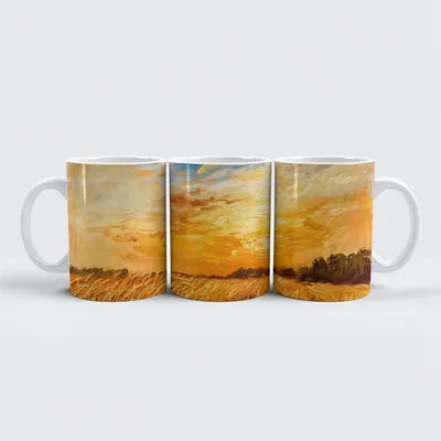 Produktbild von raxxa Premium-Tasse "Wheat Field at Sunset Glow impressionisitic"