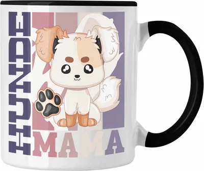 Produktbild von Trendation - Hunde Mama Tasse Geschenk für Hunde Besitzerin Spruch Geschenkidee (Schwarz)