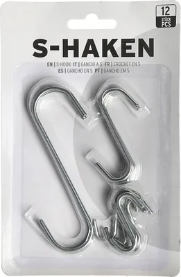 Produktbild von S-Haken 12er Set 3 Größen Eisen silber Doppelhaken Metallhaken s-förmig Haken zum Aufhängen
