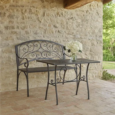 Produktbild von Metalltisch in Rostoptik 110 x 56 x 75 cm romantischer Gartentisch mit Patina Effekt