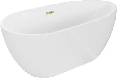 Produktbild von Mexen Eos freistehende Badewanne 170 x 75 cm, weiß, Überlauf mit gebürstetem Gold - 52471707500-55