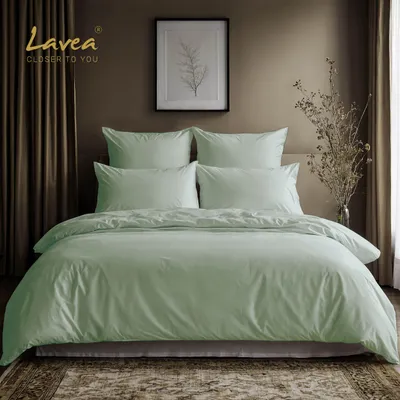 Produktbild von Lavea® Bettwäsche Set, 1 Bettbezug 155x220 cm + 1 Kissenbezug 80x80 cm - Eualyptus