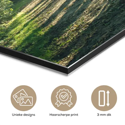 Produktbild von MuchoWow Wanddekoration Metall Metallbild Wandkunst 40x60 cm Wald - Weg - Sonne - Bäume - Grün - Natur MuchoWow Aluminium Gemälde - Wanddekoration aus Aluminium