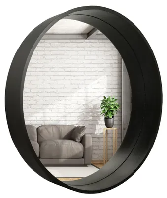 Produktbild von Runder skandinavischer Loft-Holzspiegel 50 cm schwarz BD Art