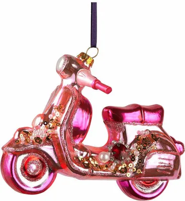 Immagine prodotto di Gift Company Hänger Motorroller, Weihnachtsdeko, Anhänger, Baumschmuck, Glas / Polyresin, Rosa, 1069501012