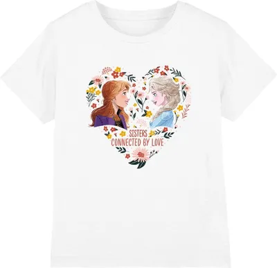 Productafbeelding van Frozen - T-shirt voor kinderen met de tekst "Zussen, verbonden door liefde" - Valentijnsdag TV4498 (104) (Wit)