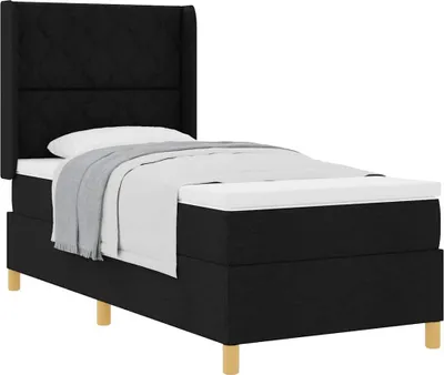 Produktbild von Boxspringbett mit Matratze Schwarz 90 x 190 cm Stoff