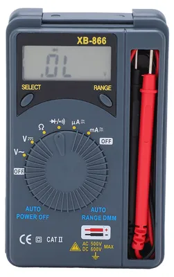Image de Multimètre de poche XB866 avec affichage numérique, voltmètre portable polyvalent à grande portée et haute précision