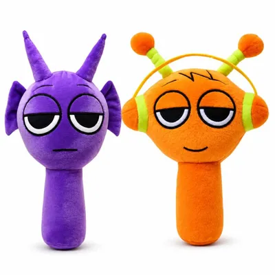 Produktbild von Wiztex Sprunki Kuscheltier - 20 cm Spunki Horror Spiel Plüschtier Lila-Orange-Set 2 Sprunke Stofftier Geschenk (2er-Pack)